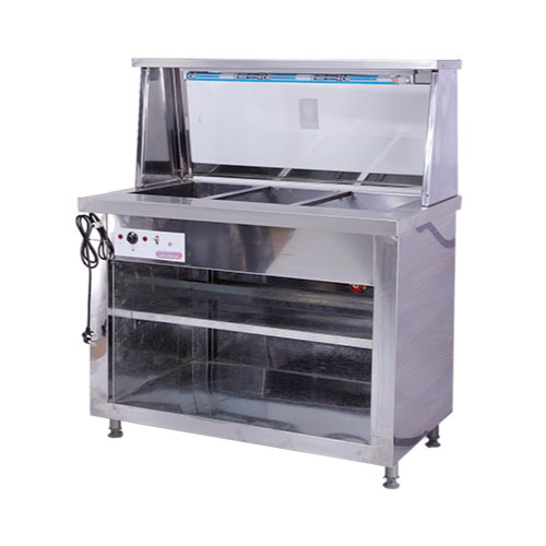3 Divison Electric Bain Marie With Sneeze Guard (Floor Standing)