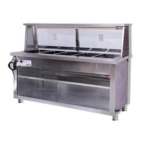 5 Divison Electric Bain Marie With Sneeze Guard (Floor Standing)